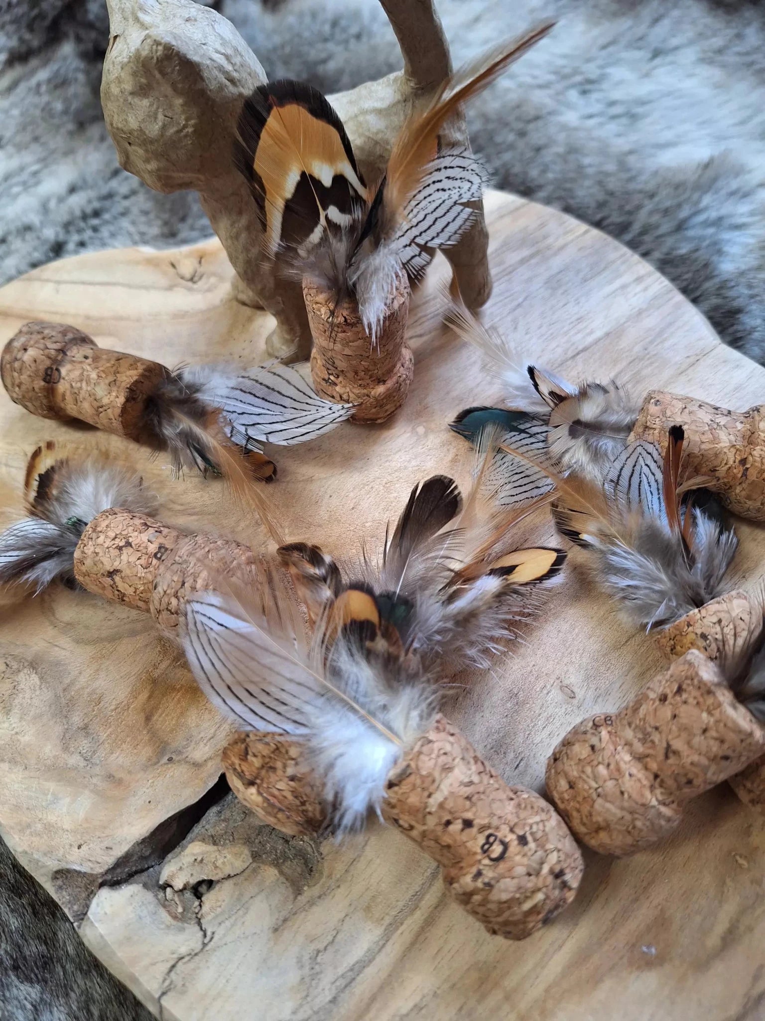 Jouet pour chat Cork O Plumes – Petite proie bondissante - LES PEPETTES CREATIONS - DOG DéliCAT