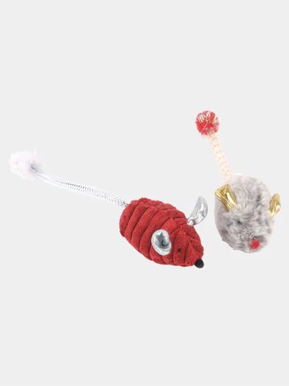 Jouet Souris de Noël Pour Chat – Lot de 2 🐭 Herbe à Chat Bio - PET PLAY - DOG DéliCAT