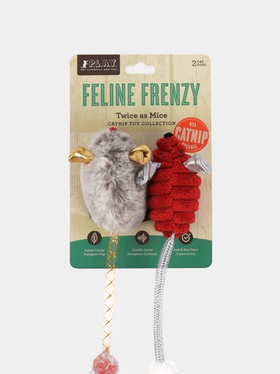 Jouet Souris de Noël Pour Chat – Lot de 2 🐭 Herbe à Chat Bio - PET PLAY - DOG DéliCAT