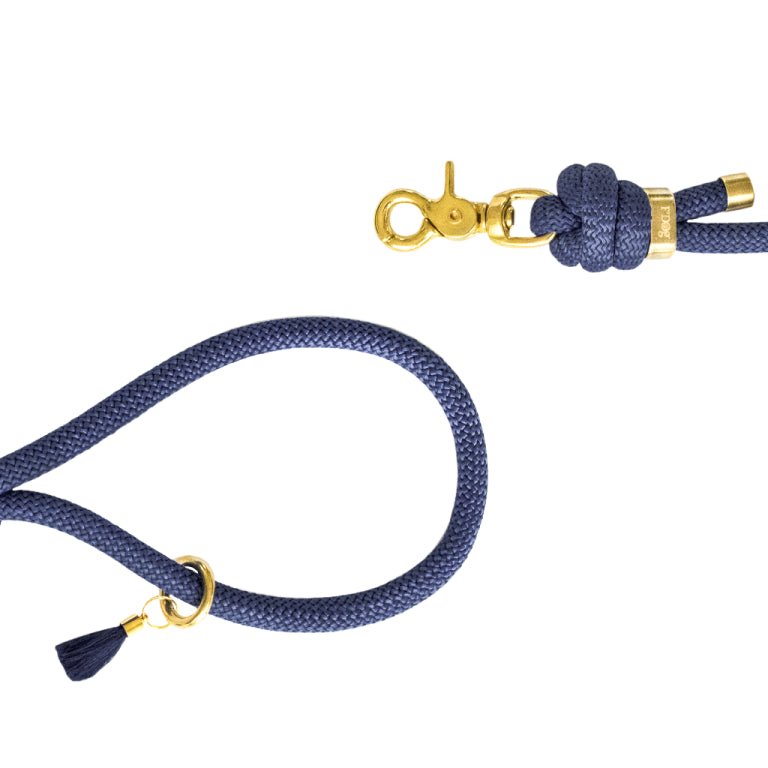 Laisse corde bandoulière Bleu marine - Dorée - FRIMOUSSE DOG - DOG DéliCAT