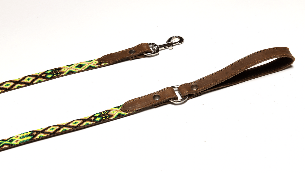Laisse en cuir brodé pour chien Palenque - MEXIE - DOG DéliCAT