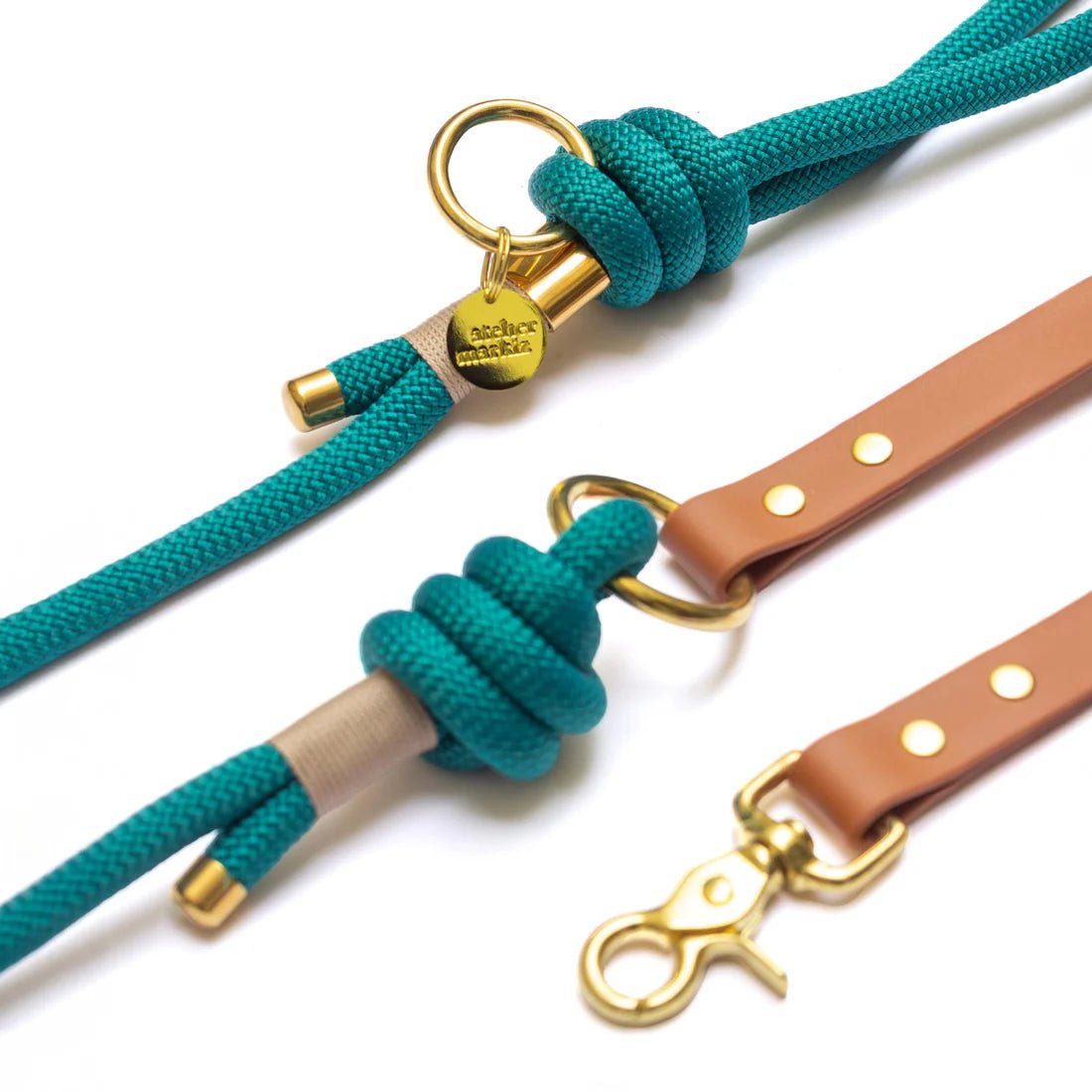 Laisse mains libres corde & Biothane vert – Pratique & stylée - ATELIER MARKIZ - DOG DéliCAT