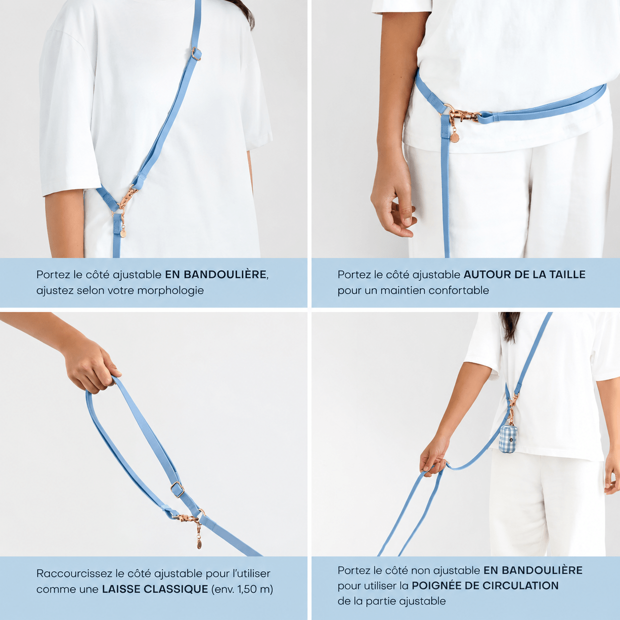 Laisse multipositions imperméable pour chien Marron Chaï Sunny Tails – Sunny Tails – DOG DéliCAT