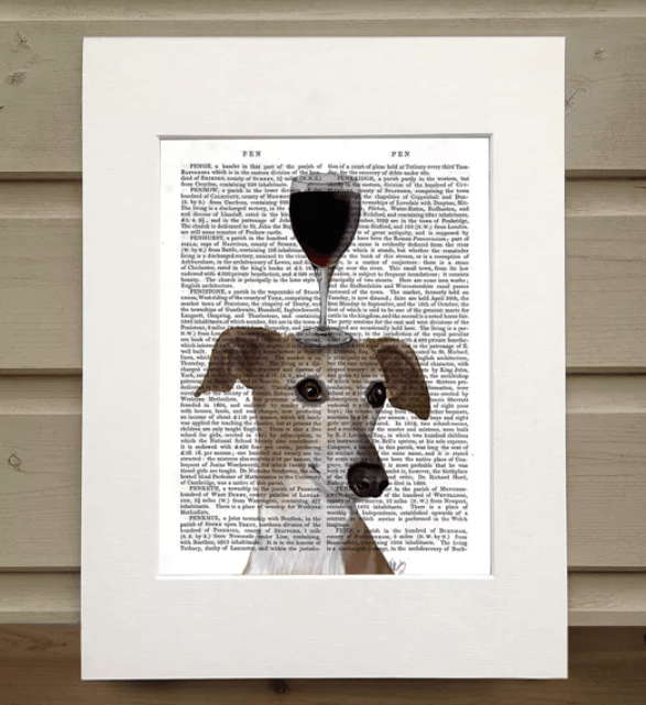 Lévrier Dog au vin - Illustration d'art pour décoration murale - FABFUNKY - DOG DéliCAT
