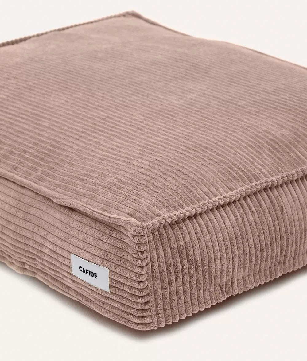 Lit XL carré velours côtelé beige – confort & style durable - CAFIDE - DOG DéliCAT