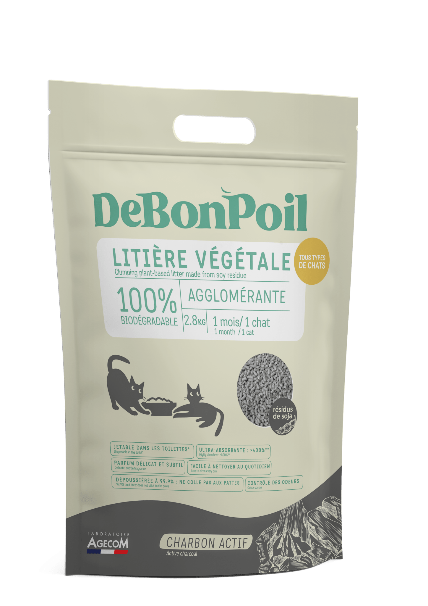 Litière végétale chat agglomérante anti odeur DeBonPoil - DOG DÉLICAT