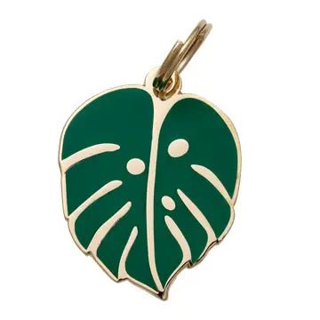 médaille gravée pour chien personnalisable feuille tropicale – Two Tails – DOG DéliCAT