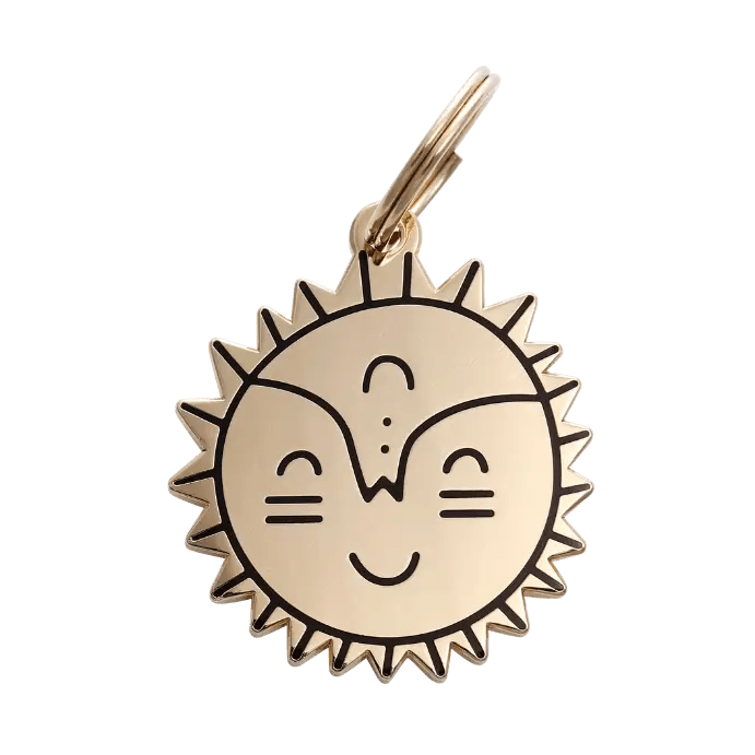 médaille gravée pour chien personnalisable soleil souriant – Two Tails – DOG DéliCAT