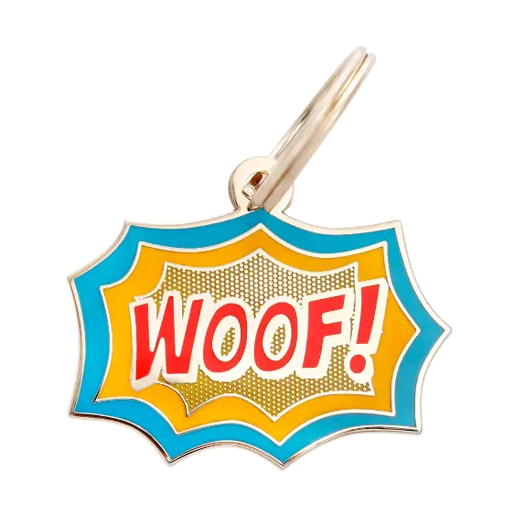 Médaille gravée pour chien personnalisable Woof BD – Two Tails – DOG DéliCAT
