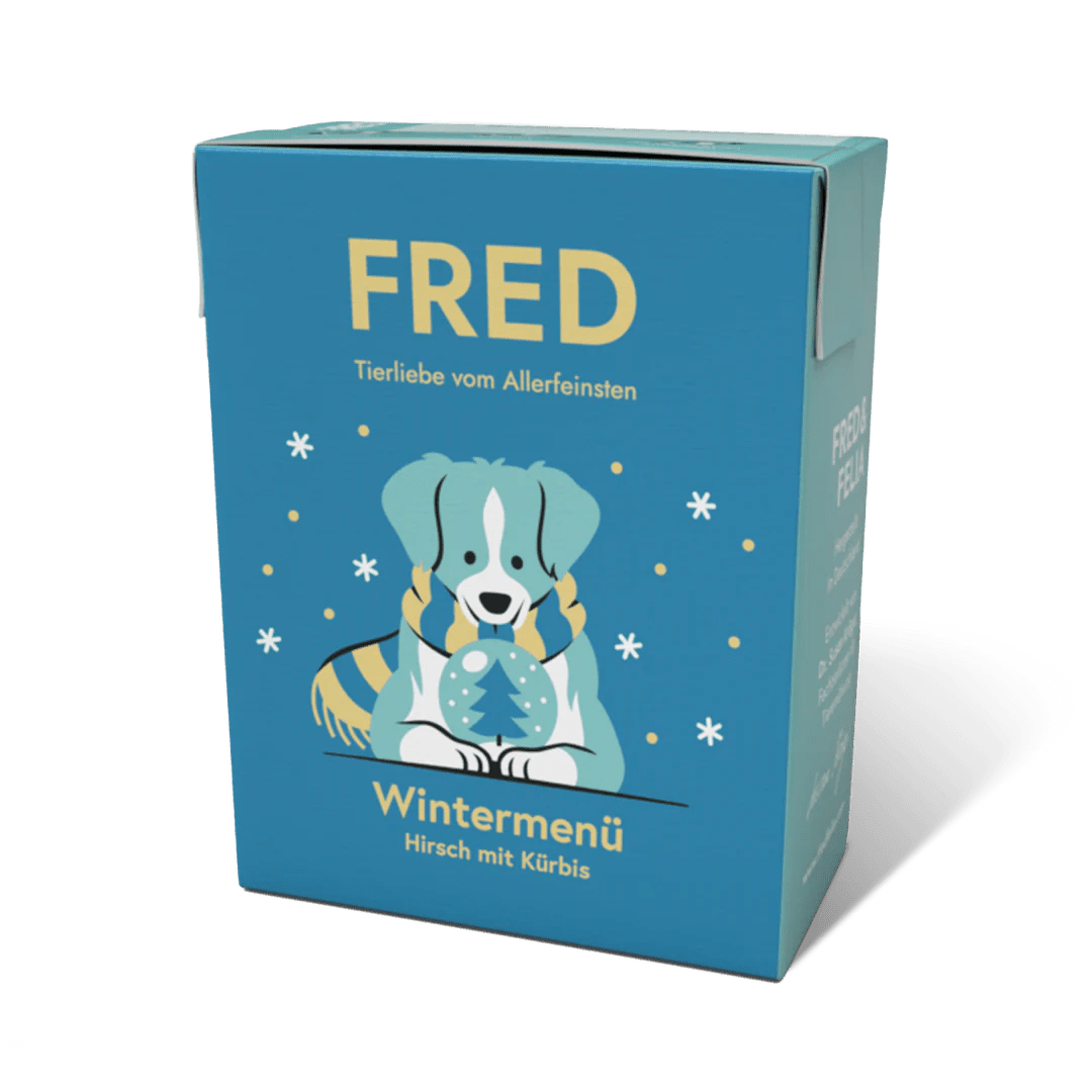 Menu d’Hiver FRED – Repas gourmand au Cerf & Fromage blanc 390g - FRED & FELIA - DOG DéliCAT