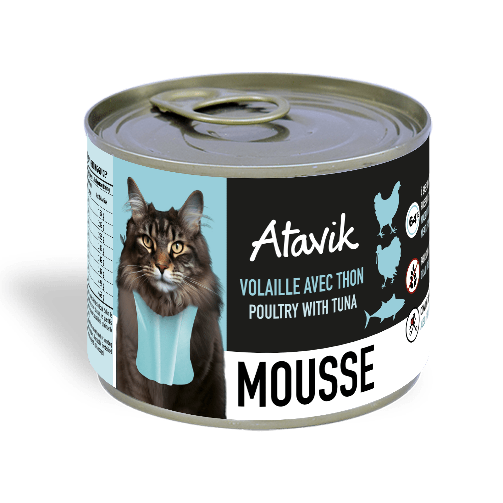 Mousse chat sans céréales – Volaille & thon – Texture aérienne (200g) - ATAVIK - DOG DéliCAT