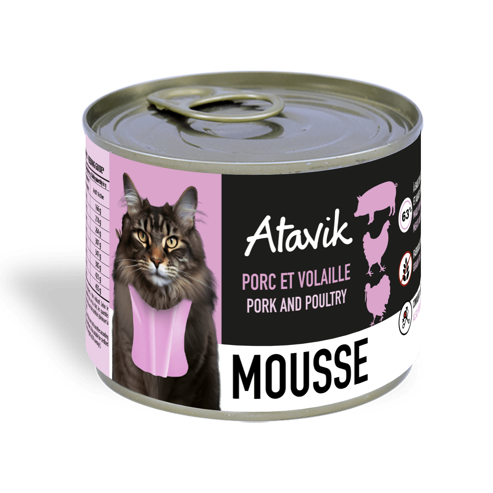 Mousse pour chat sans céréales – Porc & volaille – Texture ultra légère (200g) - ATAVIK - DOG DéliCAT
