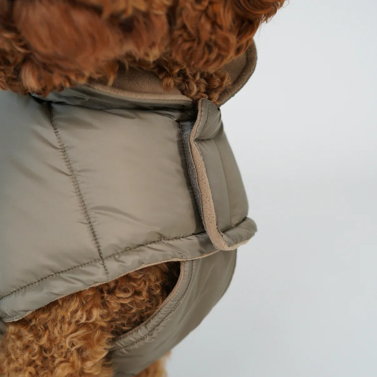 Manteau duvet polaire chien taupe – harnais compatible