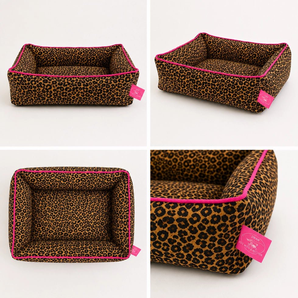 Panier pour chien Lazy Leopard DWAM en velours léopard – DOG DéliCAT