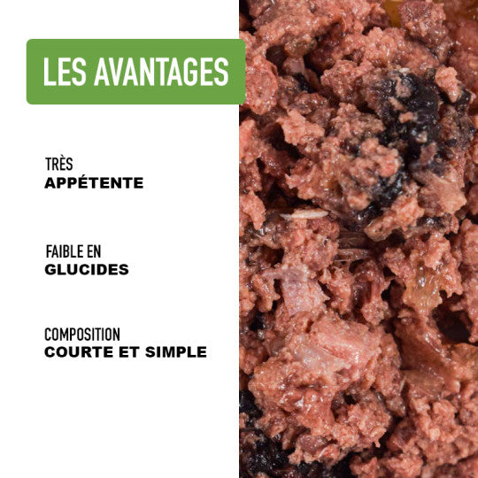 Pâtée pour chat Atavik – Dinde & Canard sans céréales, 68% viandes et abats crus.