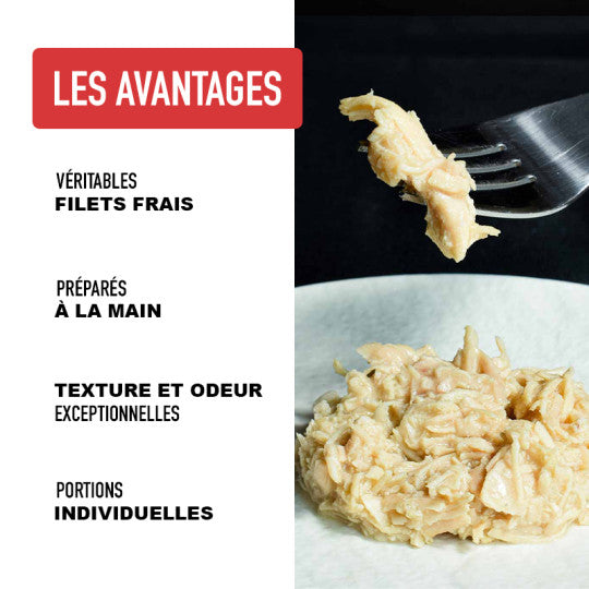 Pâtée filet de dinde Atavik pour chat, véritable viande de dinde cuite à la main.