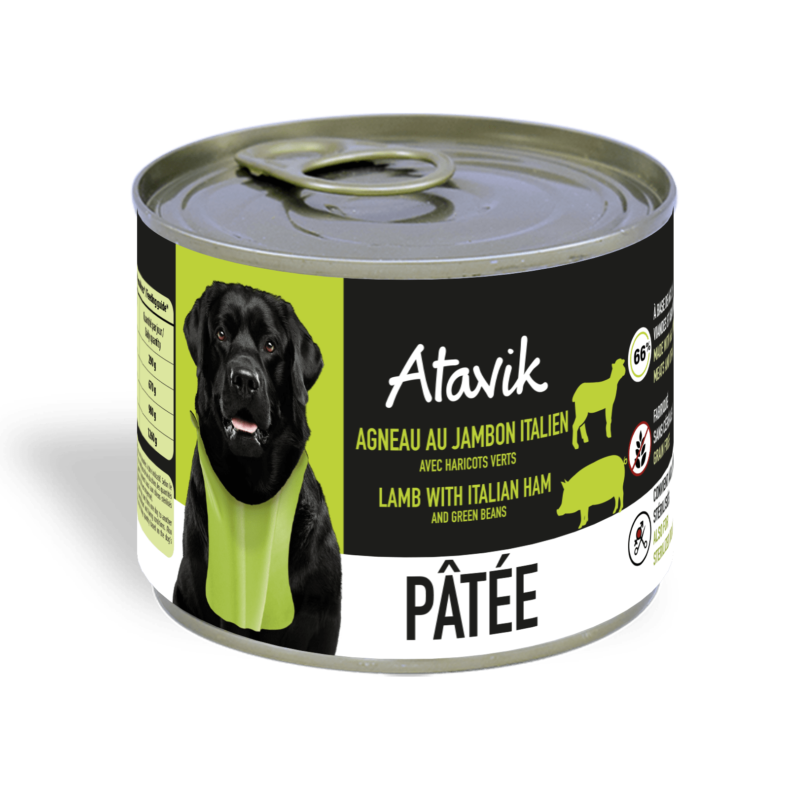 Pâtée chien Atavik – Agneau & Jambon italien, haricots verts, sans céréales (200g) - ATAVIK - DOG DéliCAT