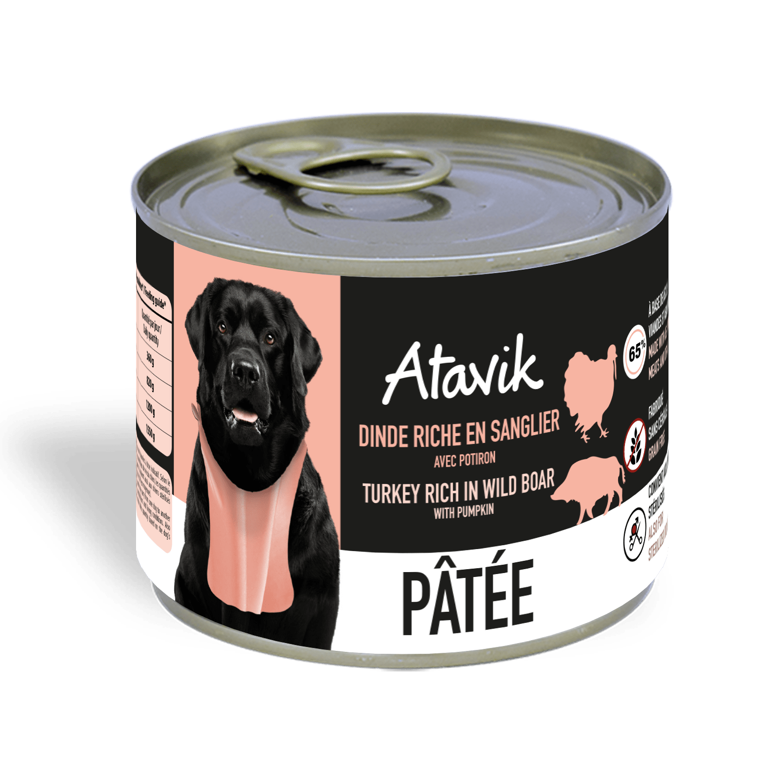 Pâtée chien Atavik – Dinde & Sanglier, potiron, sans céréales (200g) - ATAVIK - DOG DéliCAT
