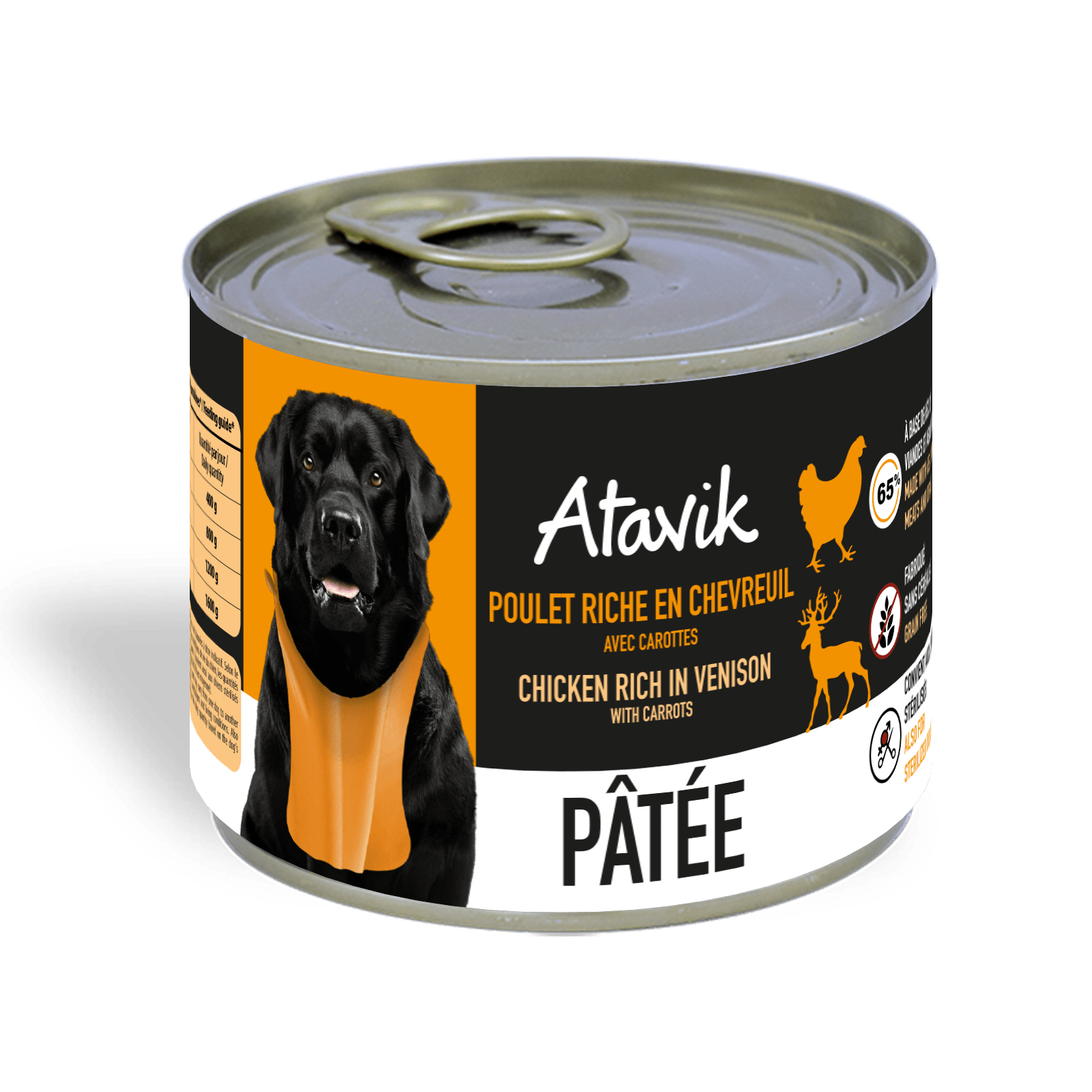 Pâtée chien Atavik – Poulet & Chevreuil, carottes, sans céréales (200g) - ATAVIK - DOG DéliCAT