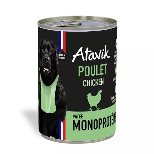 Pâtée chien monoprotéine poulet Made in France – 400g - ATAVIK - DOG DéliCAT