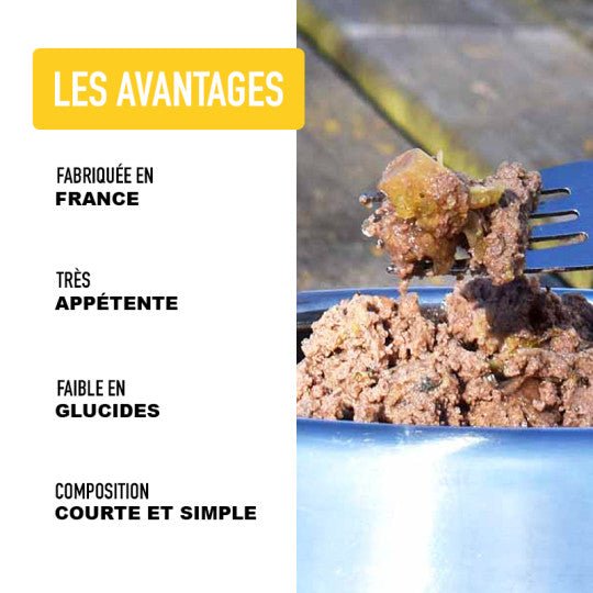 Pâtée chien - Terrine Poulet riche en Agneau 400g Made in France - ATAVIK - DOG DéliCAT