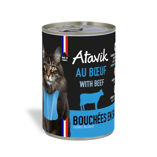 Pâtée pour chat - Bouchées en sauce Made In France (400g) - ATAVIK - DOG DéliCAT