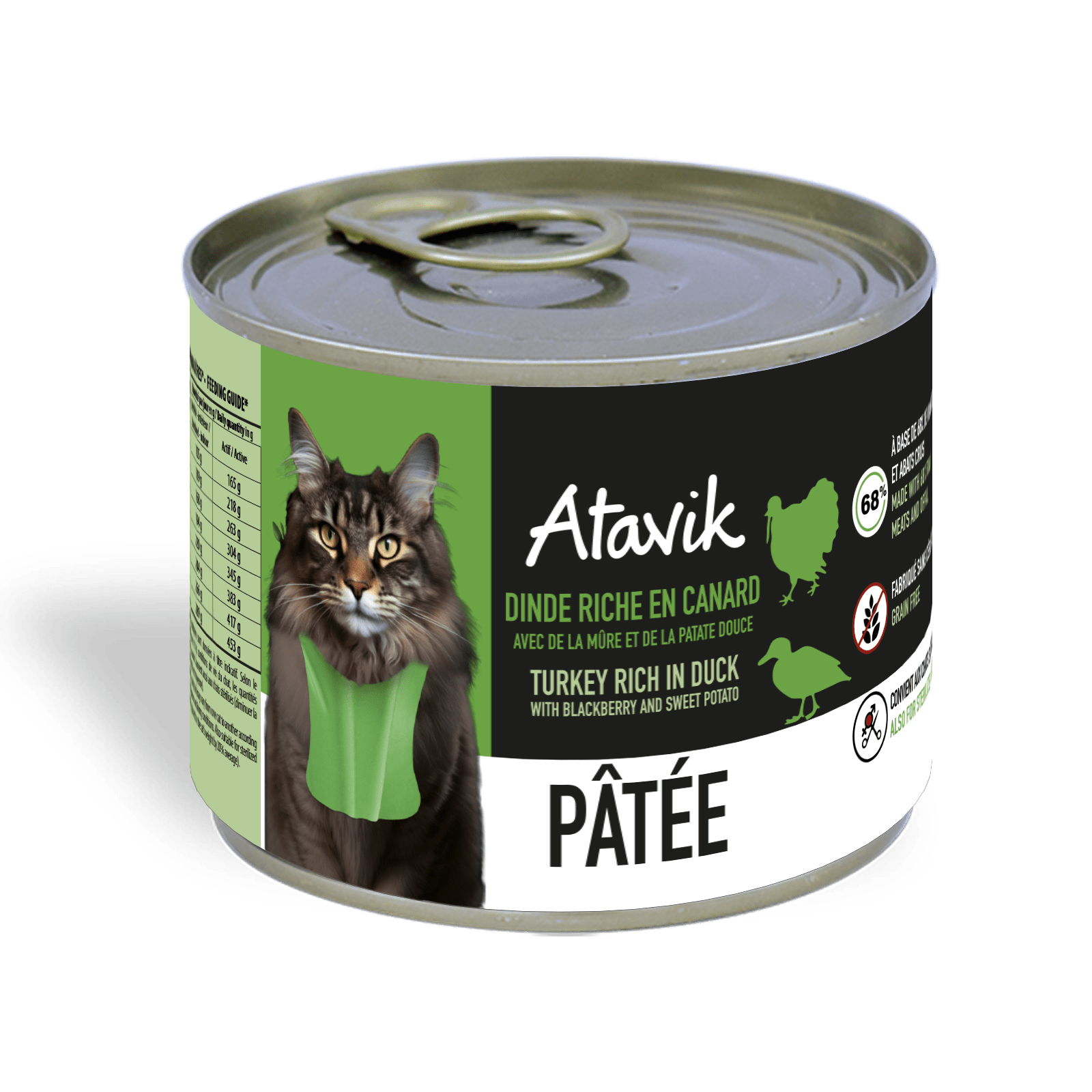 Pâtée pour chat _ Dinde riche en Canard (200g) - ATAVIK - DOG DéliCAT