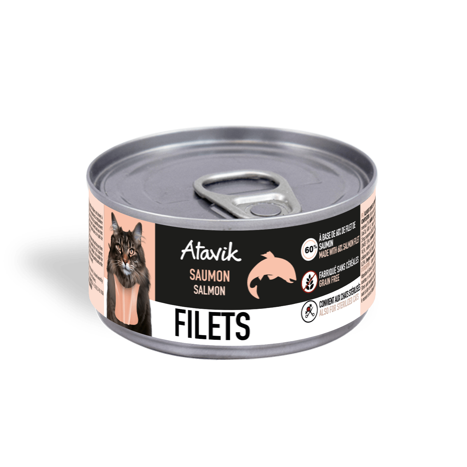 Pâtée pour chat - Filets de saumon 70g - ATAVIK - DOG DéliCAT