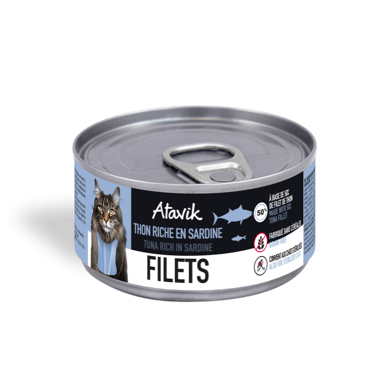 Pâtée pour chat – Filets de Thon riche en sardine 70g - ATAVIK - DOG DéliCAT