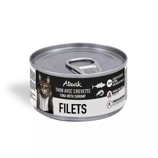 Pâtée pour chat - Filets Thon avec Crevettes 70g - ATAVIK - DOG DéliCAT