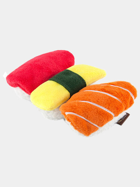 Jouet en peluche pour chien en forme de trois Sushi reliés par une corde - Pet Play