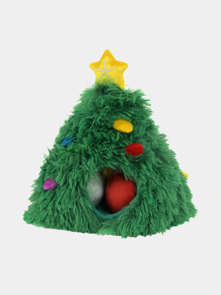 Jouet d'Occupation Sapin Merry Woofmas de Pet PLAY pour chien - Jouet interactif en peluche avec boules de Noël cachées, parfait pour stimuler le jeu et offrir des moments festifs