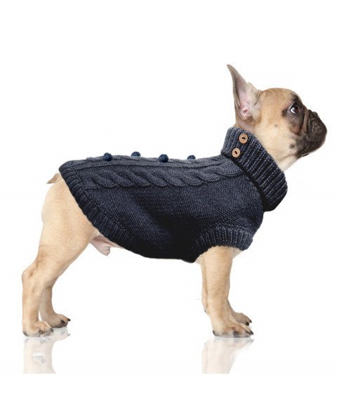Pull pour chien Torsade Keelan bleu marine - Tailles classiques, bouledogues et teckels - MILK&PEPPER - DOG DéliCAT