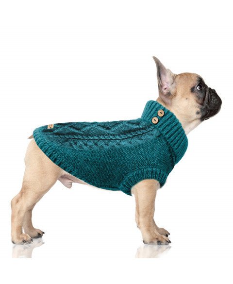 Pull torsadé Connor bleu pétrole – Maille chaude & chic pour chien - MILK&PEPPER - DOG DéliCAT