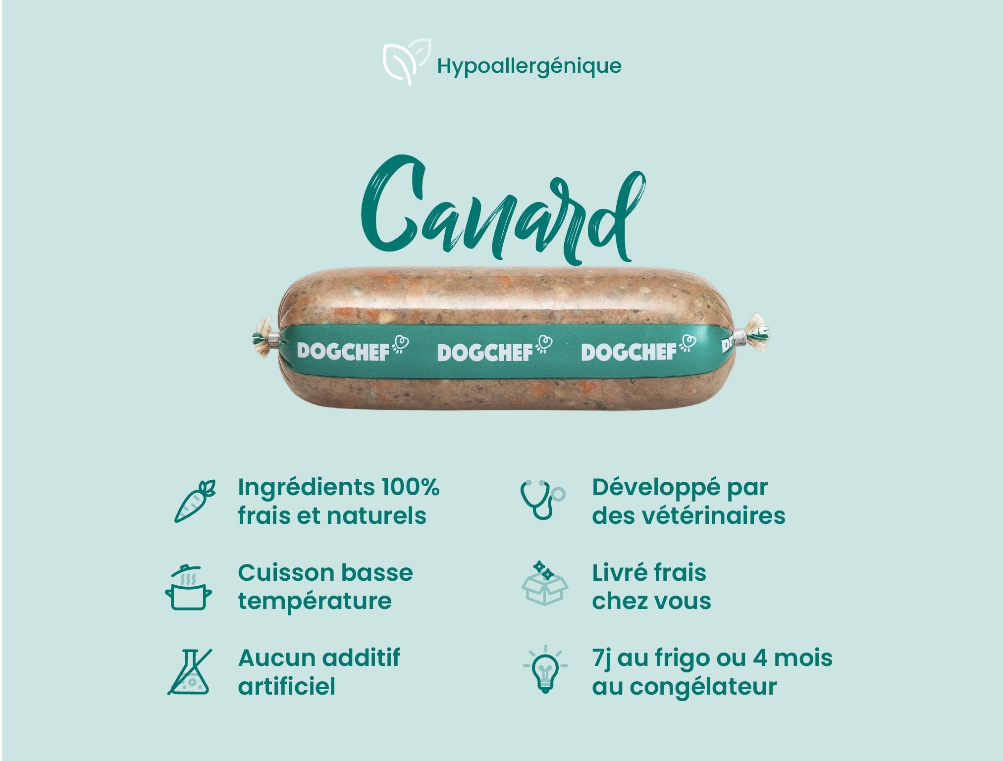 Recette Fraîche au Canard Hypoallergénique - DOG CHEF - DOG CHEF - DOG DéliCAT