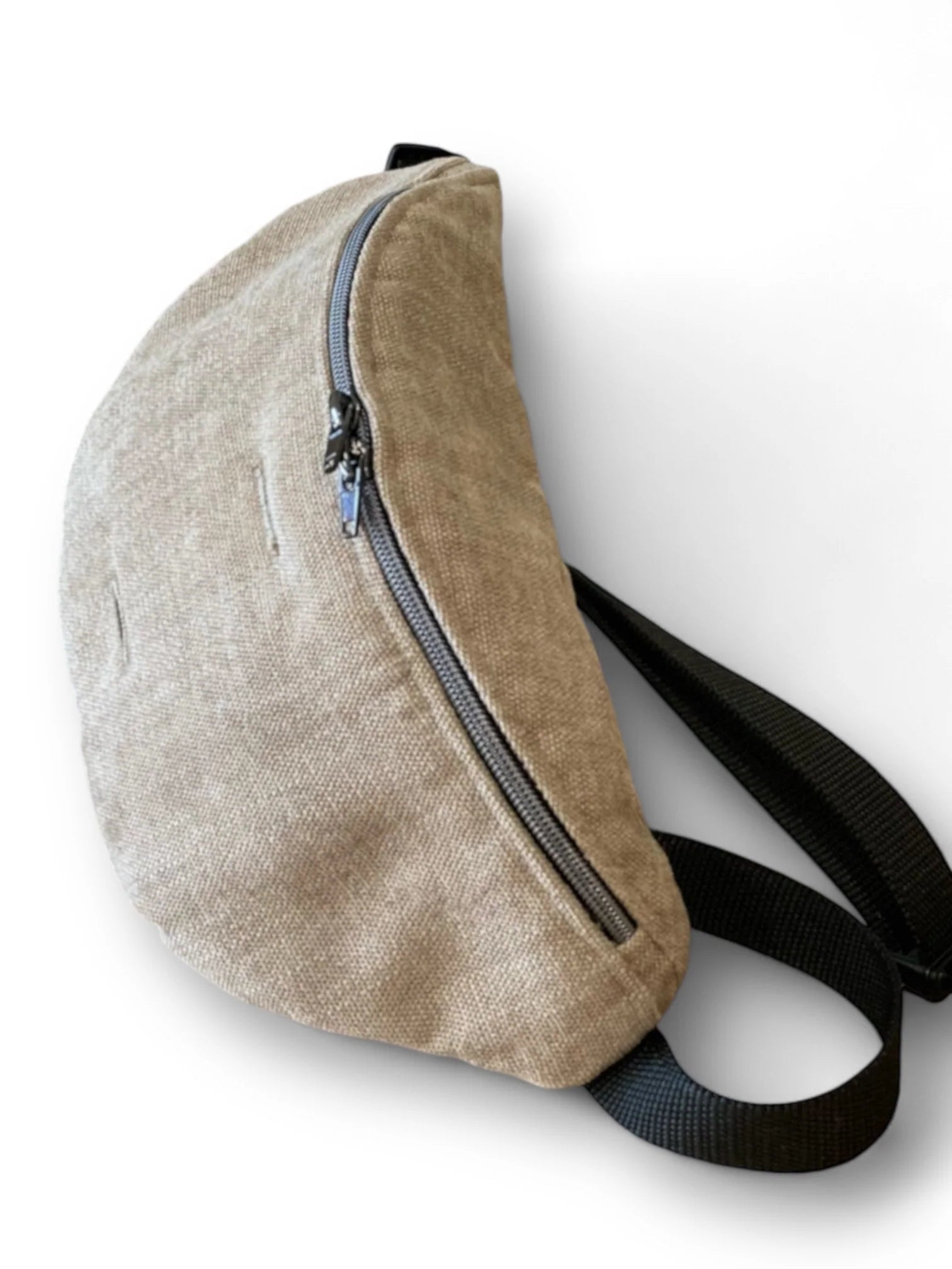 Sac banane balade pour chien - Velours Lin - EMAN La Griffe Basque - DOG DéliCAT