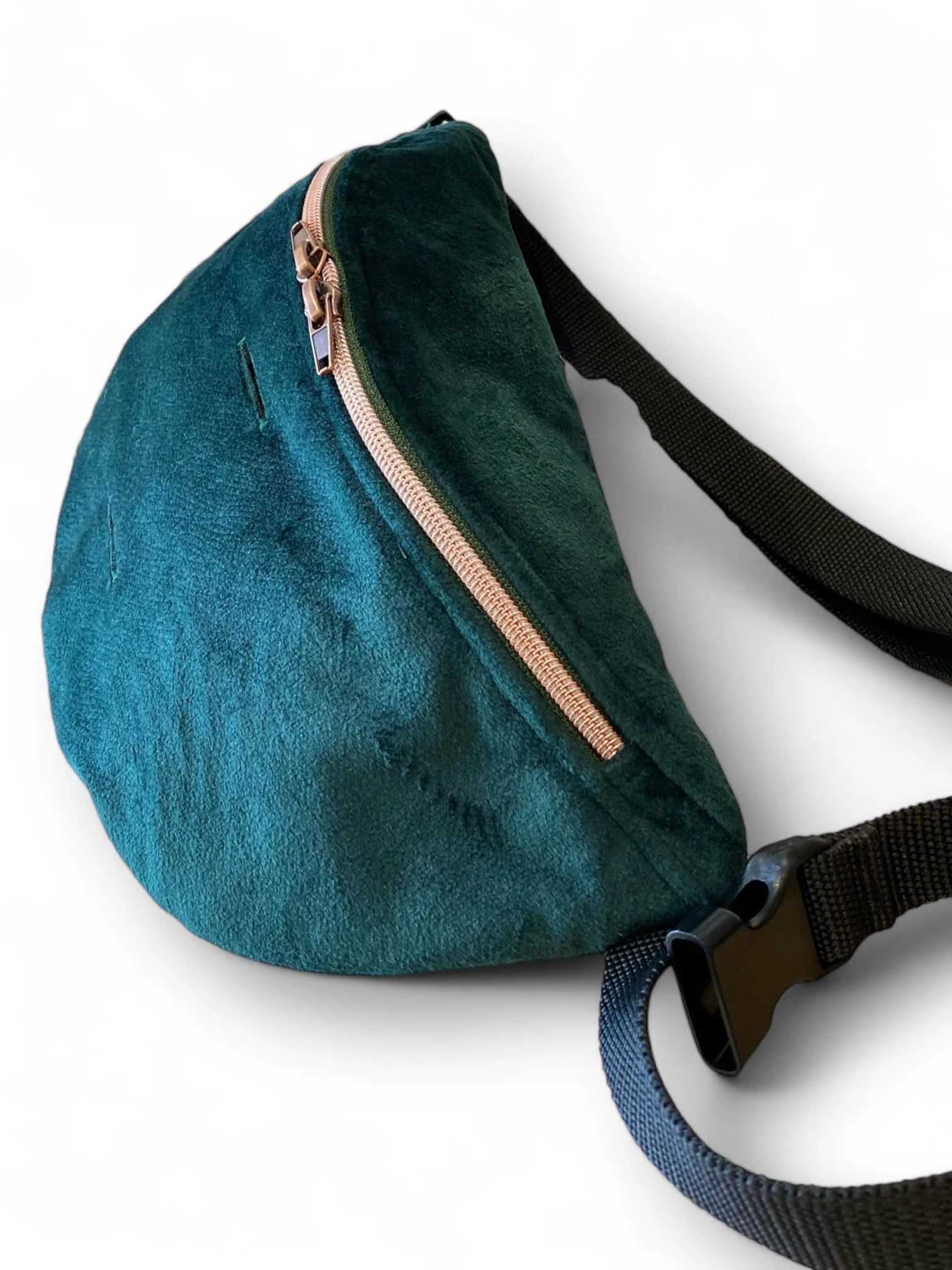 Sac banane balade pour chien - Velours Vert - EMAN La Griffe Basque - DOG DéliCAT