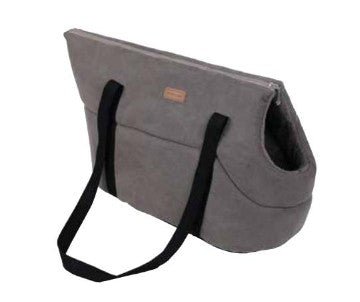 Sac de transport chien gris en suédine - WOUAPY - DOG DéliCAT
