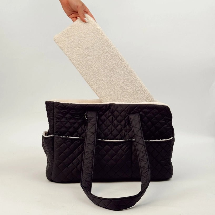 Sac de transport pour chien noir matelassé CocoPup London – CocoPup London – DOG DéliCAT