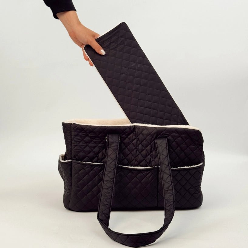 Sac de transport pour chien noir matelassé CocoPup London – CocoPup London – DOG DéliCAT