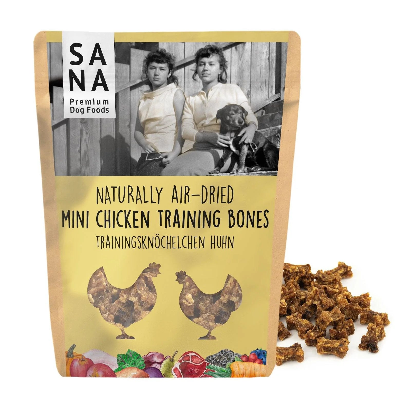 Friandises d’éducation SANADOG – Os au Poulet (100 g), saines, moelleuses et idéales pour motiver votre chien pendant l’entraînement.