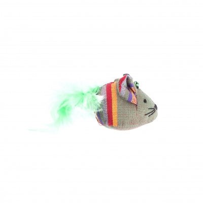 Souris verte en tissu ethnique pour chat – artisanale et stimulante - MARTIN - DOG DéliCAT