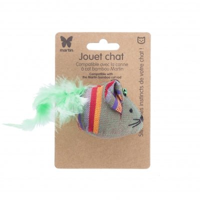 Souris verte en tissu ethnique pour chat – artisanale et stimulante - MARTIN - DOG DéliCAT