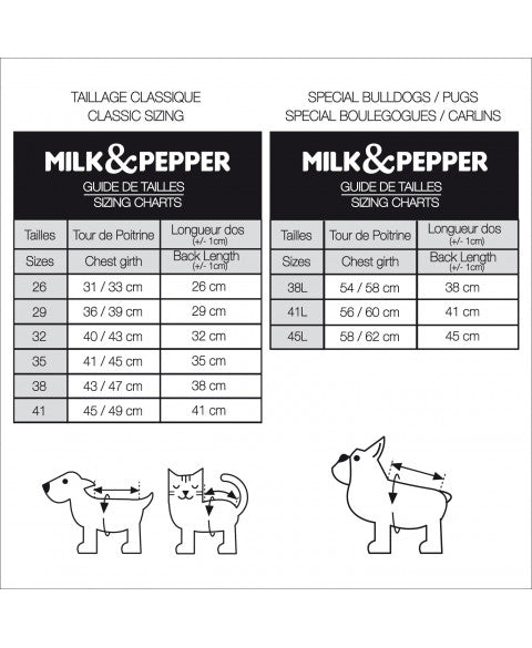 Sweat fourrure chien ACHILLE gris anthracite Milk & Pepper guide des tailles