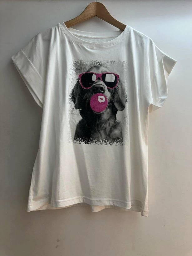 T-shirt imprimé chien golden retriever femme – Firstage – DOG DéliCAT