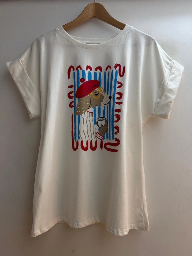 T-shirt imprimé chien parisien femme – Firstage Firenze – DOG DéliCAT