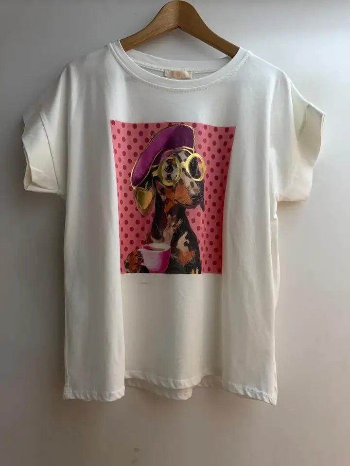 T-shirt imprimé chien teckel femme – Firstage Firenze – DOG DéliCAT