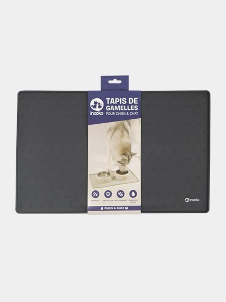 Tapis de gamelle gris anthracite - INOOKO - DOG DéliCAT