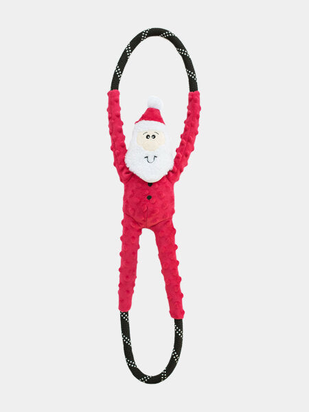 Peluche Père Noël Santa RopeTugz ZippyPaws - Jouet en corde pour chien. Parfait pour Noël. 🎅🐶🐾