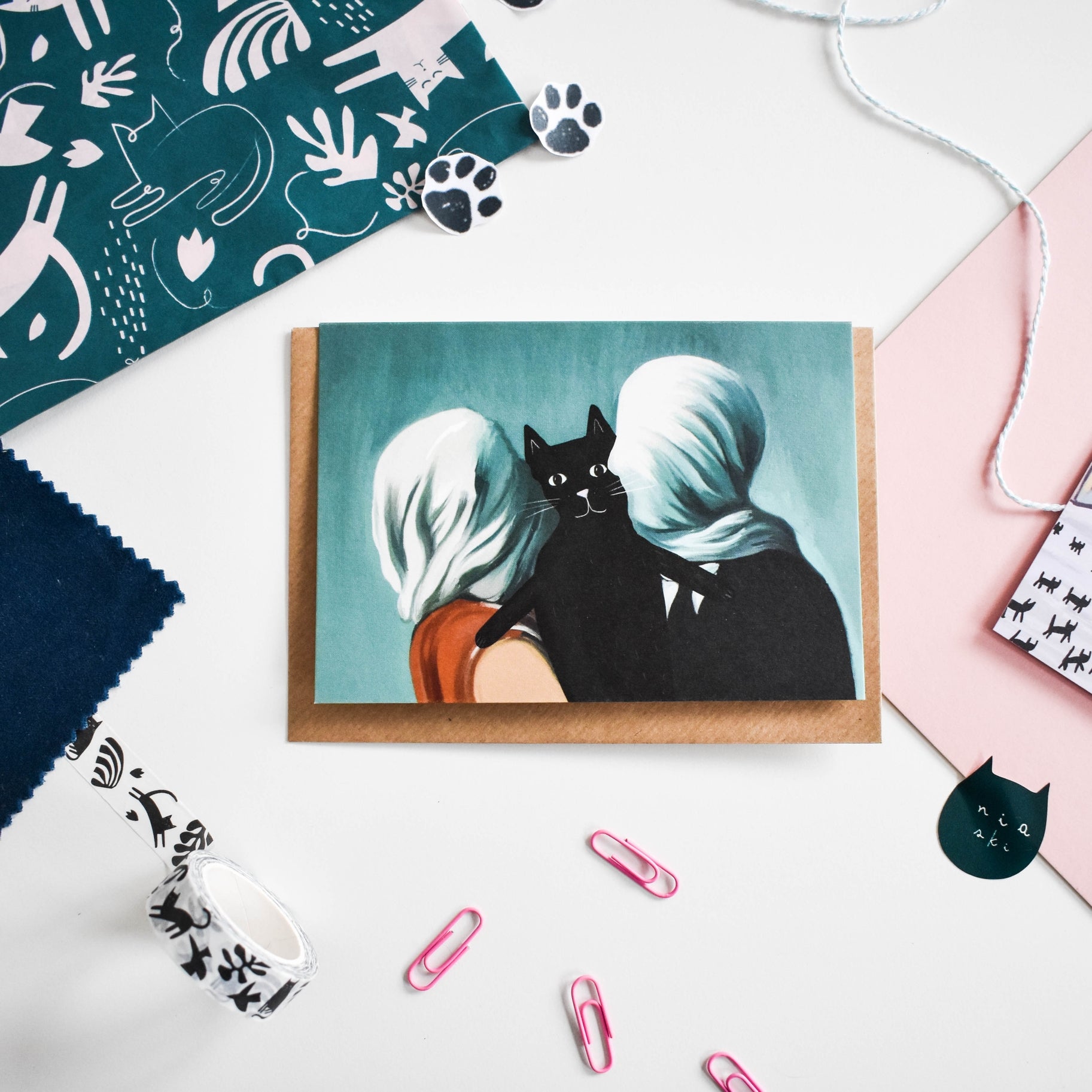 Carte postale d'artiste Chat The Lovers Cat